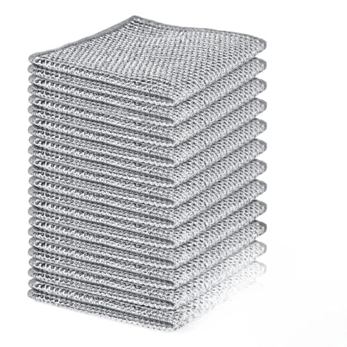 AUGHAD 12 Pcs New Upgrade Steel Wire Dishcloth,Non Scratch Wire Dishcloth for Wet and Dry Use,Powerful Cleaning Non-Scratch Wire Dishcloth Rag for Cookware, Sinks, Dishes, Stove Tops