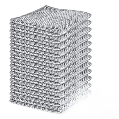AUGHAD 12 Pcs New Upgrade Steel Wire Dishcloth,Non Scratch Wire Dishcloth for Wet and Dry Use,Powerful Cleaning Non-Scratch Wire Dishcloth Rag for Cookware, Sinks, Dishes, Stove Tops