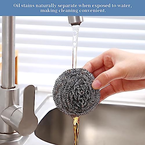 Stainless Steel Scrubber Scrubbing Scouring Pad Sponges Clean Pot Pan and Steel Wool for Kitchen Bathroom - size: 6Pcs Metal Scrubber