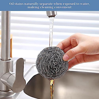 Stainless Steel Scrubber Scrubbing Scouring Pad Sponges Clean Pot Pan and Steel Wool for Kitchen Bathroom - size: 6Pcs Metal Scrubber