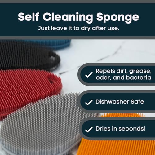 Silicone Sponge Dish Scrubber - Food Grade and Housecleaning - BPA Free Silicone Kitchen Scrubber [5 Pack Ovals Winter] - color: Winter