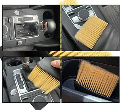 Ajxn Auto Interior Dust Brush, Car Cleaning Brushes Duster, Soft Bristles Detailing Brush Dusting Tool for Automotive Dashboard, Air Conditioner Vents, Leather, Computer,Scratch Free (Yellow)