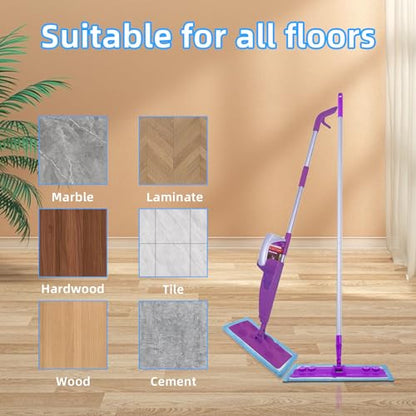 6 Pack Reusable Microfiber Pads for Rejuvenate Microfiber Mop, Compatible with Rejuvenate Click N Clean Multi-Surface Spray Mop, Machine Washable Microfiber Pad Refill for All Floors Without Handle