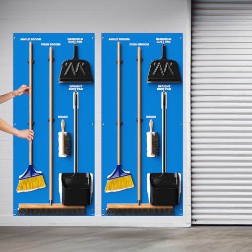 Clean & Sweep 5S Shadow Board/Wall Mount Broom Holder, 68" x 30" Board, 5S Cleaning Station - Board Only, Tools Sold Separately, Made in The USA by AccuformNMC, Blue/White, PSB114BUWT - color: Blue/White
