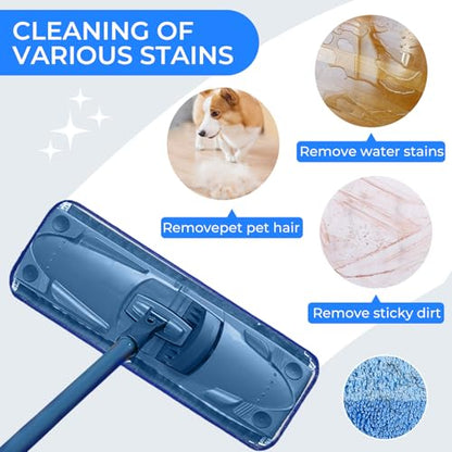 Wlich 3 Pack Microfiber Cleaning Pads are Compatible with Bona Mop,18 Inch Replaceable Mop Pad Refill,Washable & Reusable Blue Microfiber Mop Pads for Hardwood and Hard-Surface Floors - size: 3PCS
