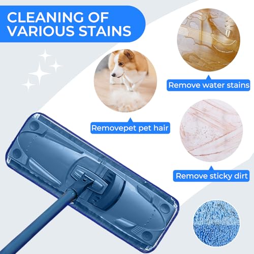 Wlich 3 Pack Microfiber Cleaning Pads are Compatible with Bona Mop,18 Inch Replaceable Mop Pad Refill,Washable & Reusable Blue Microfiber Mop Pads for Hardwood and Hard-Surface Floors - size: 3PCS