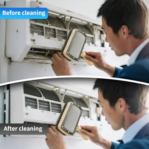 4Pcs AC Coil Cleaning Brush Set, Coil Cleaning Fin Brush for AC Unit, Air Conditioner Condenser Coil Cleaner, Evaporator Coil Cleaner, Fridge Cleaner Tool
