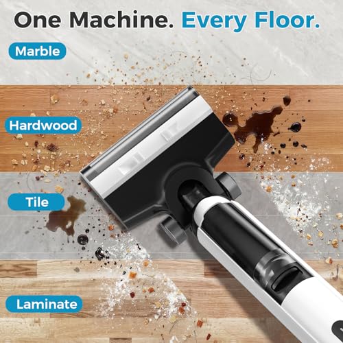 OLIXIS Wet Dry Vacuum Cleaner, Cordless All-in-One Vac Mops, Vacuum Mop with Self-Cleaning System, Dual Water Tank Design, Tangle-Free Brush, Dual-Edge Cleaning, 35-Min Runtime - color: White