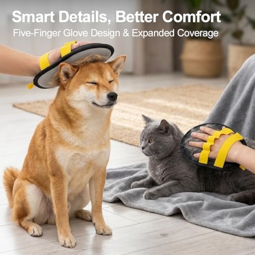 KIP Pet Hair Remover Mitt for Dogs & Cats, Reusable Electrostatic Fur Removal Pad for Couch, Carpet, Bedding & Car Interior, Washable Double-Sided Lint Cleaning Glove for Furniture & Clothing