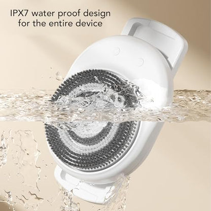 BRRNOO Wall Mounted Body Brush, Electric Shower Brush with Sliding Rail and 3 Rotating Heads, Adjustable Height up to 25.19 Inches, 3 Speed Settings for Full Body Exfoliation and