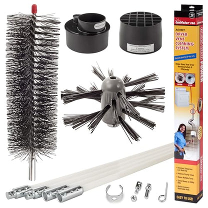 Dryer Vent Duct Cleaning Kit - Gardus RLE208 LintEater Pro Rotary Dryer Vent Cleaner Kit, Removes Lint, Extends Up to 12’, Dryer Duct Cleaning Kit, Forward & Reverse Cleaning, Air Duct Cleaning Tools - style: 12' Button-Link Kit