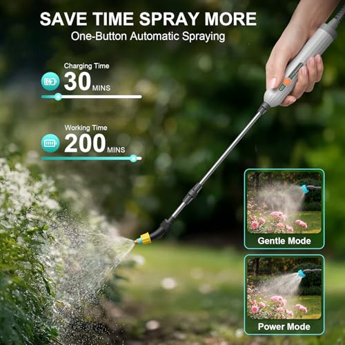 Battery Powered Garden Sprayer 1.8 Gallon, Lightweight Electric Weed Sprayer with Telescopic Wand & Adjustable Nozzles, Portable Yard Sprayer for Plant Watering, Lawn Care, Fertilizing,Gardening - size: 1.8 Gallon