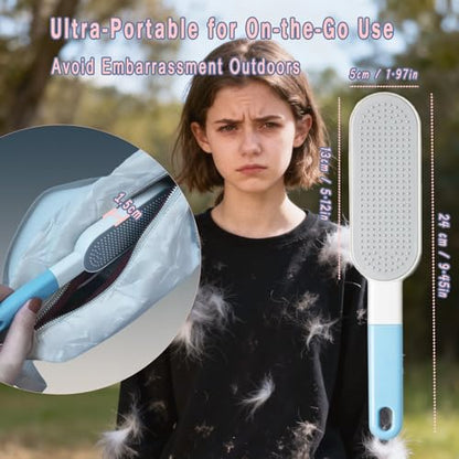 VrythosNex 4-in-1 Pet Hair Remover, Wool Hair Remover for Couch, Car, Furniture, Carpet Rake - Portable Dog Cat Fur Hair Removal Tool with Lint Brush, Fabric Shaver, Crevice Tool (Blue) - color: Blue