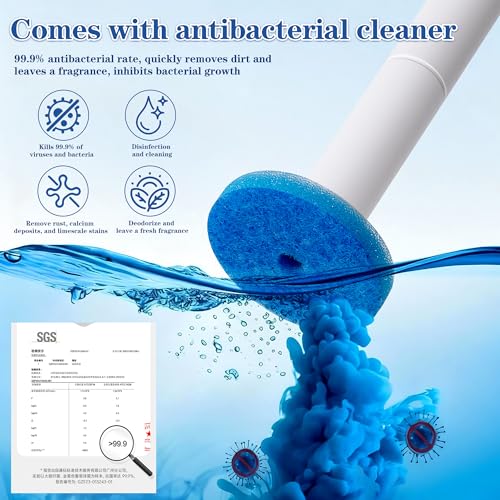 Disposable Toilet Brush,with 24 Refill Heads and Holder,Clean Brush Starter Kit,with 1 Toilet Wand, 1StorageCaddy and,3Fragrant Tablet, Toilet Wand Kit,Deep Cleaning Bathroom. - color: 1-24white