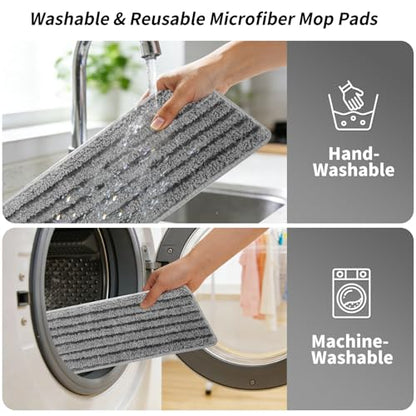 17-inch Large Aluminum mop,a Wet/Dry Microfiber mop with a Washable,Reusable Cleaning pad and an extendable Handle,Suitable for Hardwood Floors,Laminate Floors, Removing pet Hair,and Window Cleaning