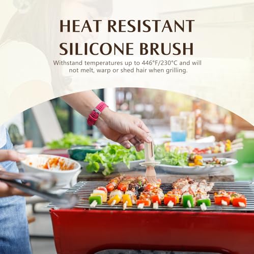 2 Pack Oil Dispenser with Brush, Glass Olive Oil Dispenser Bottle with Telescoping Silicone Basting Brush and Locked Lid for Kitchen Cooking Vinegar Sauce BBQ Grill Frying (White+Pink)
