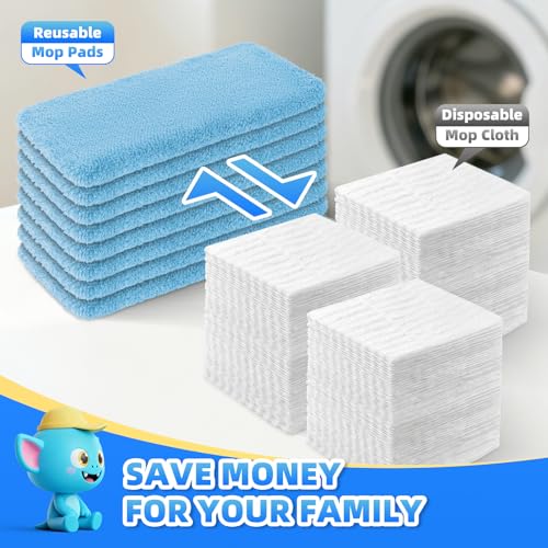 8 Pack Reusable Mop Pads Compatible with Swiffer Sweeper Mop, Dry and Wet Pads Refill, Microfiber Pads, Washable Sweeping Cloths for Surface/Hardwood Floor Cleaning (Blue) - color: Blue