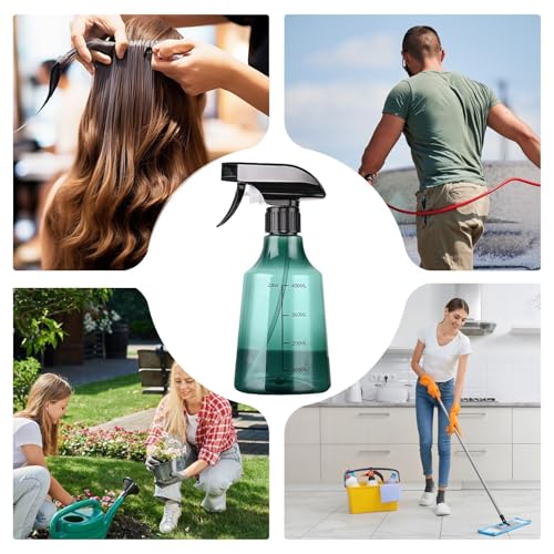 Spray Bottle, 500ml Refillable Sprayer Bottle with Adjustable Nozzle and 2 Modes, Empty Cleaning Solution Container, Mist/Stream,Thickened Version,Water Plants,for Cleaning Solutions, Oils, Hair, Cook - color: Green