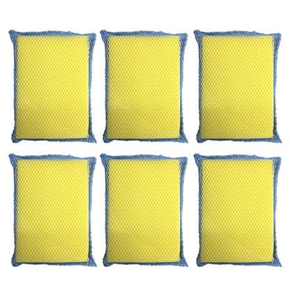 LOLA Microfiber Terry & Nylon Net Sponge Scrubber Pad, 6 Pack, Non Scratch 2-Way Cleaning, Gently Scrubs & Wipes Clean - size: 6 Pack, style: Microfiber Terry & Nylon Net Sponges
