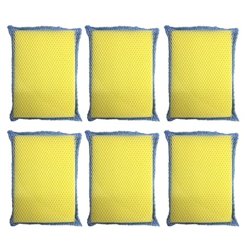 LOLA Microfiber Terry & Nylon Net Sponge Scrubber Pad, 6 Pack, Non Scratch 2-Way Cleaning, Gently Scrubs & Wipes Clean - size: 6 Pack, style: Microfiber Terry & Nylon Net Sponges