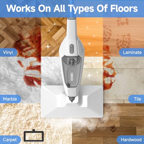 SENMO 14-in-1 Steam Mop for Floor Cleaning, Detachable Handheld Steam Cleaner, 1300W 228°F Floor Steamer with 14 Attachments for Hardwood Floors, Tile, Grout, Carpet, Sofa, Wall and Window