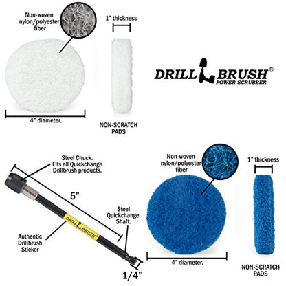Drill Brush - Drill Attachment - Bathroom - Power Scrubber Pads - Cleaning Pads - Bath - Shower Door - Scouring Pad Kit - Bath Mat - Bathroom Sink - Shower Cleaner - Vinyl Flooring - Scrub Pads - color: 3x White Pads 3x Blue Pads
