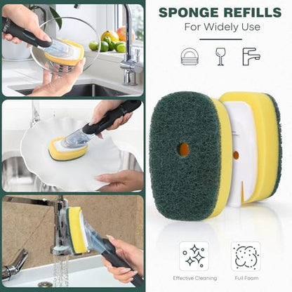 Sponge Brush Refills for OXO Dish Brush, 6 Pack Soap Dispensing Dish Refills, Scrub Replacement Head for Scrubber, Sponge Replacement Head Fits Soap Dispensing Handle - color: Green-6pack