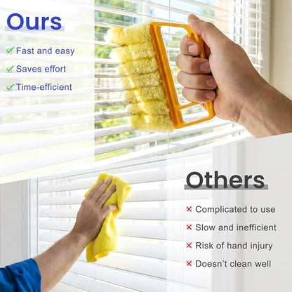 Blind Cleaner Duster Tool - 3 Pcs 7 Fingers Anti-Shedding Window Blind Cleaner Tool, with High-Density Microfiber Fleece and Ergonomic Handle, Detachable and Washable