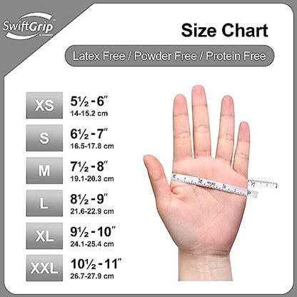 SwiftGrip Disposable Nitrile Exam Gloves, 3-mil, Medium, Box of 100, White Nitrile Gloves Disposable Latex Free for Medical, Cleaning, Cooking & Esthetician, Food-Safe, Powder-Free, Non-Sterile - size: Medium