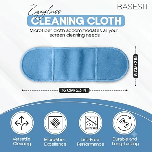 Finger Grip Eyeglass Cleaner (4 Pack) – Premium Microfiber Glasses Cleaning Cloth for Eyeglasses, Sunglasses, Phone Screen & Camera Lens (Blue/Gray) - color: Blue/Gray