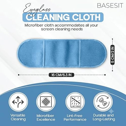 Finger Grip Eyeglass Cleaner (4 Pack) – Premium Microfiber Glasses Cleaning Cloth for Eyeglasses, Sunglasses, Phone Screen & Camera Lens (Blue/Gray) - color: Blue/Gray