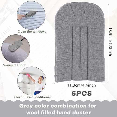 Zubebe 6 Pcs Duster Refill Reusable Fleece Duster Refills Feather Flat Dusters Multi Surface Washable Cleaning Pads Tools for Home, Blinds, Car, Pet, Furniture, Fans (Grey) - color: Gray