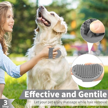 Comotech 6PCS Dog Bath Brush & Dog Toothbrush | Adjustable Handle Shampoo Brush & Scrubber for Short & Long Haired Dogs & Cats | Effectively Solve Odor & Stain Removal Problems (Black Gray Blue) - color: Black Gray Blue