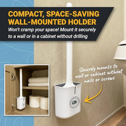 Unique Silicone RV Toilet Brush, Compact, Won't Damage Toilets or Seals, Wall-Mount No-Drip Holder - size: 1 Compact Brush