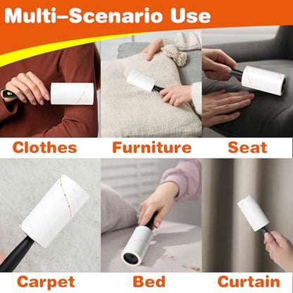 Yvnicll 630 Sheets Extra Sticky Lint Rollers for Pet Hair | Easy Spiral Tear Lint Roller for Clothes and Pet Hair， Remover for Couch, Furniture and Carpet.