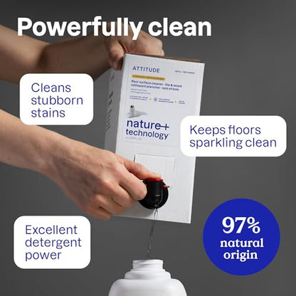 ATTITUDE Floor Cleaner, EWG Verified, Streak-Free, Vegan & Plant-Based for Tile, Wood & Laminate Floors, Citrus Zest Scent, 35.2 Fl Oz - size: 35.2 Fl Oz (Pack of 1)