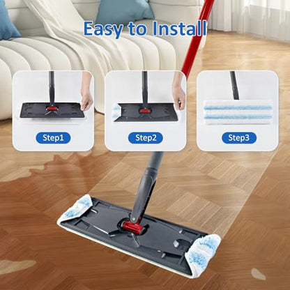 4 Pack Mop Replacement Pads: Compatible with O Ceda H2prO Flat Mop System, Microfiber Mo p Head Replacements, Flat Floor Mop, Washable & Reusable Pad Refills