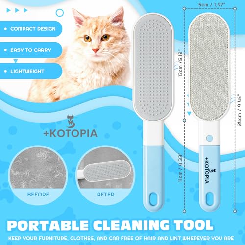 4-in-1 Pet Hair and Lint Remover Brush – Reusable Fabric and Clothing Cleaner for Pet Hair, Lint and Fur – Handheld Multi-Surface Tool for Clothes, Upholstery, Sofa and Travel Use (Sky Blue) - color: Sky Blue