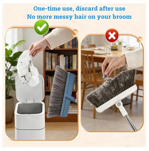 100 Pcs Disposable Broom Covers, Non-Woven Sweeper Sheets for Pet Hair Removal, Effectively Traps Dust, Lint & Hair for Floor & Carpet Cleaning, Universal Fit for Most Brooms