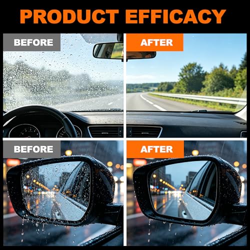 Windshield Oil Film Remover, Car Glass Cleaner Tool for Windshield & Windows, Remove Water Spots, Rain Marks, Haze & Grime, Anti Glare Streak Free Auto Window Cleaner, Improve Night Driving Visibility