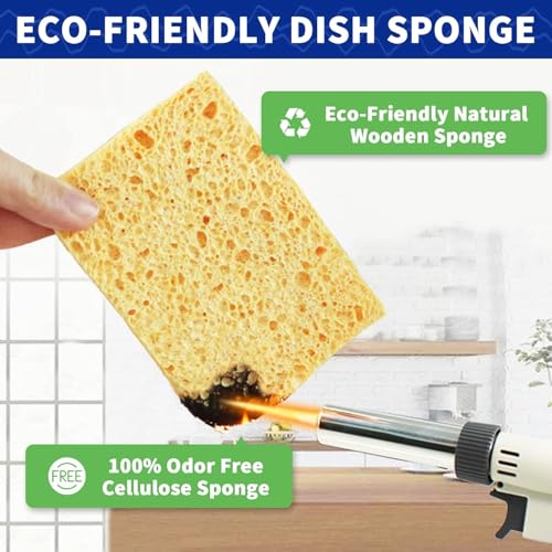 CELOX 24 Pack Cellulose Sponge Bulk for Cleaning Kitchen, Natural Wood Pulp Sponges - color: Blue & Yellow, size: Regular Pack