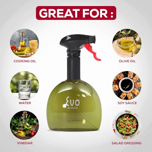 Evo Oil Sprayer Mini Non-Aerosol for Olive Oil, Cooking Oils, and Vinegars, Green, 8-Ounce Capacity, Set of 2 - color: Green