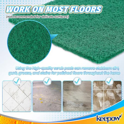 KEEPOW 6 Pack Scrub Mop Pads Replacement Compatible with Libman Freedom Spray Mop, Mop Scrubber Attachment for Floor Cleaning, Fit for Rubbermaid and Turbo & Other 18 Inch Microfiber Mops - color: Dark Green, 6 Pack