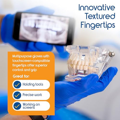 Inspire Cobalt Blue Nitrile Disposable Gloves | 4.5 Nitrile Safety Medical Exam Cooking Cleaning Disposable Gloves - size: Large, style: Blue - Box of 100