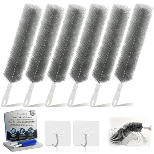 Bendable Microfiber Head, 2026 New Reusable Dust Remover, Fan Brush Cleaner Washable Ldeal, Multi Purpose Dust Removal Brush for Electric Fans Air Conditioning, Home Car Vents, Curtain (Gray 6pcs) - color: Gray 6pcs