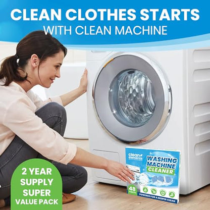 Washing Machine Cleaner Tablets 48 Pack – Deep Cleaning Descaler for HE, Front & Top Load Washers – Septic Safe, Eco-Friendly Freshener, Helps Maintain a Clean Drum – 24 Month Supply - size: 1 Count (Pack of 48)