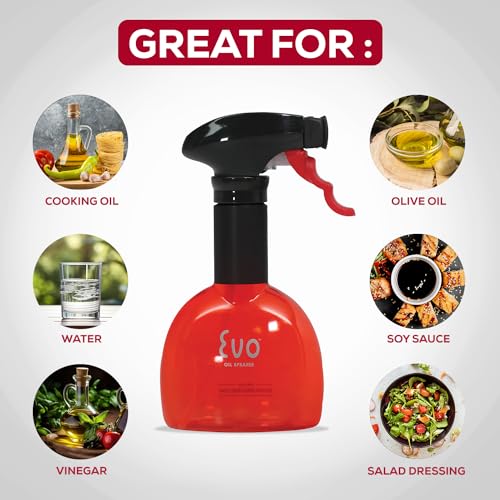 Evo Oil Sprayer Minis, Non-Aerosol for Olive, Cooking Oils, and Vinegars, Red, 8-Ounce Capacity, Set of 2 - color: Red