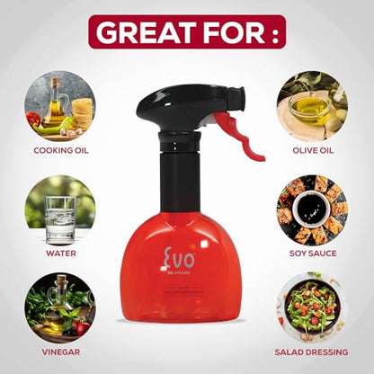 Evo Oil Sprayer Minis, Non-Aerosol for Olive, Cooking Oils, and Vinegars, Red, 8-Ounce Capacity, Set of 2 - color: Red