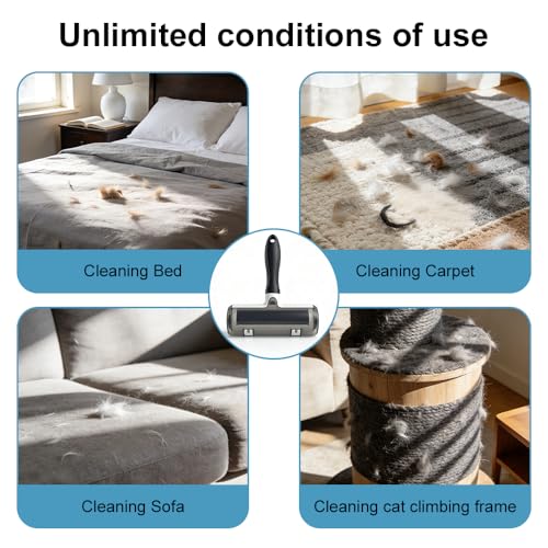 Reusable Pet Hair Remover Roller – Self Cleaning Lint Roller for Dog & Cat Hair – Removes Pet Fur from Couch, Furniture, Carpet & Clothes – No Refills Needed