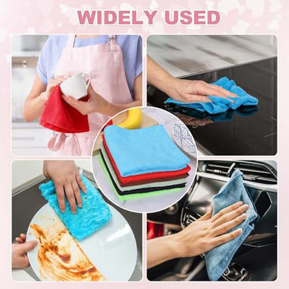 uxcell 10 Pcs Microfiber Cleaning Cloth, Kitchen Towels Reusable Microfiber Towels Highly Absorbent for Household Cleaning Supplies, Kitchen, Bathroom, Sky Blue(Square), 11.8" X11.8 - color: Sky Blue